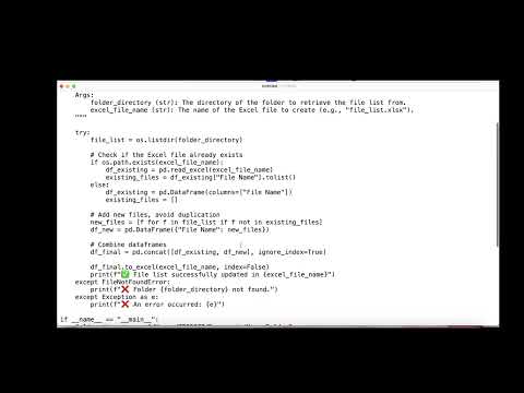 Automatically List Files in a Folder to Excel Python Automation File Management #PythonAutomation