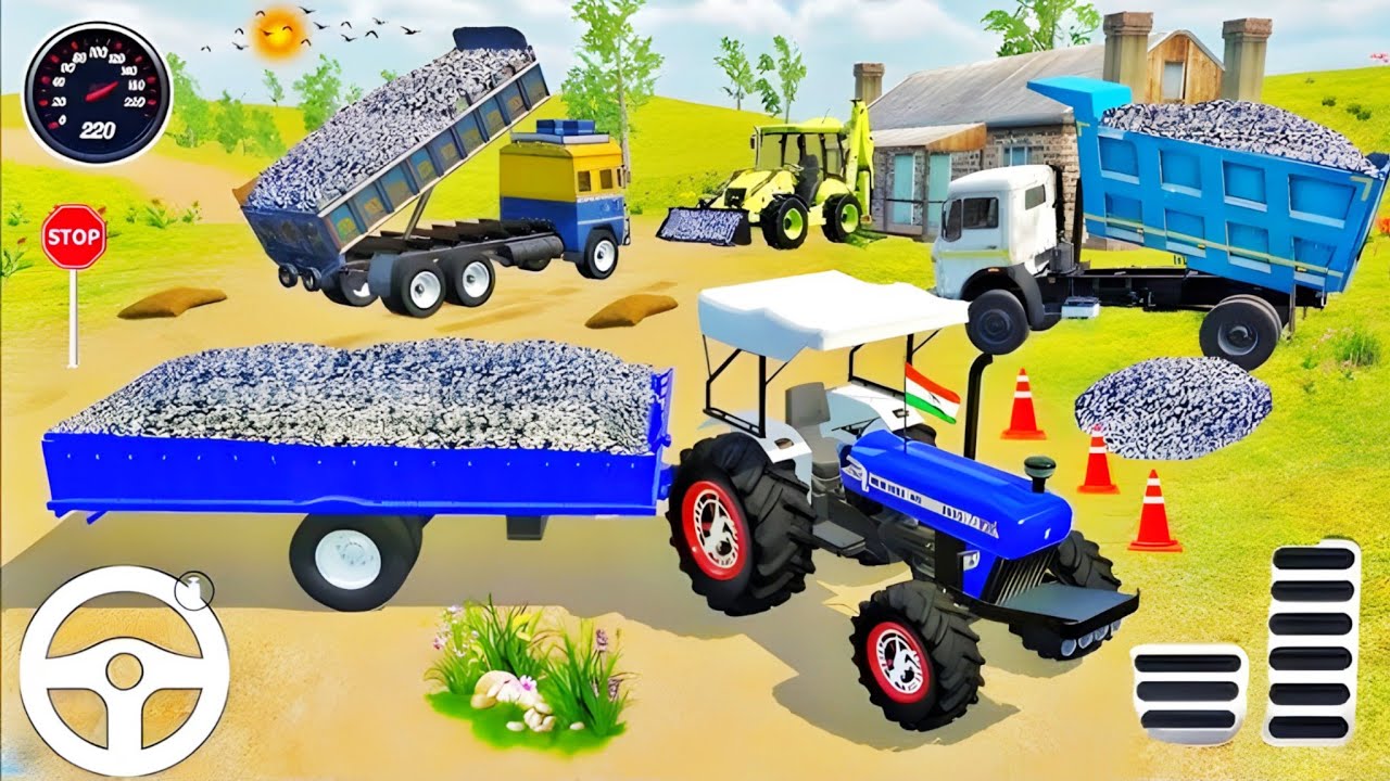 Drive JCB and Unloading Stone From Dumper in Game 