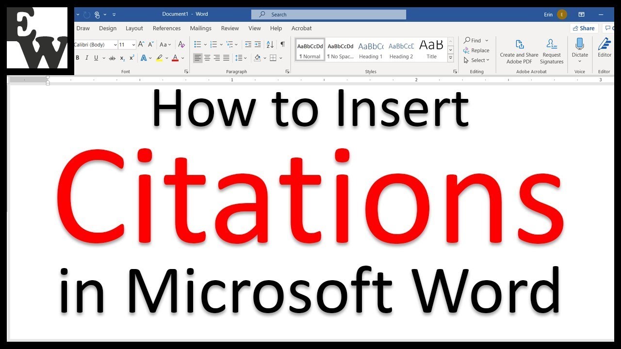 How To Insert Citations In Microsoft Word Youtube