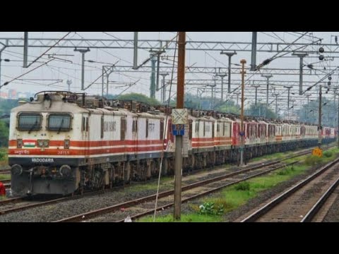 200Kmph capable Aerodynamic WAP5 full speed with 12002 Bhopal Shatabdi Express