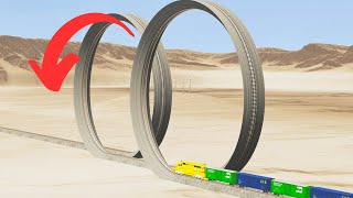 Trains vs Double Loop - Beamng Drive