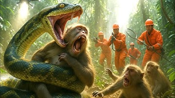 Brave Heroes Rescue Monkey Family from Giant Python Ambush