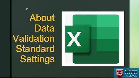 Data Validation Standard Settings