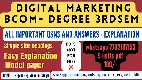 Digital marketing degree 3rdsem bcom imp qsns with answers explanation #digitalmarketing #bcom pdf