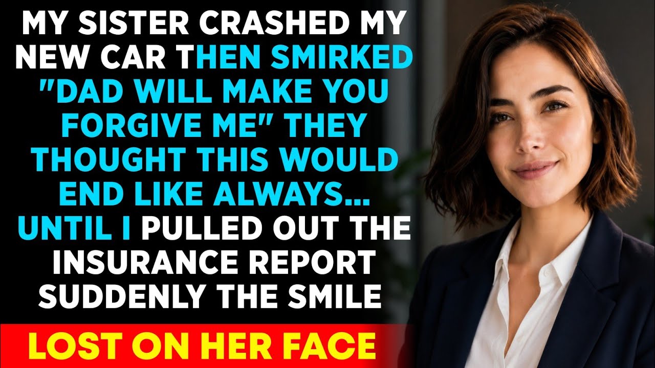 My sister stood in the driveway, smirking at the wrecked car I'd worked two years to buy. "Dad will make you forgive me," she said, tossing her keys like it was nothing. But when I pulled out the...