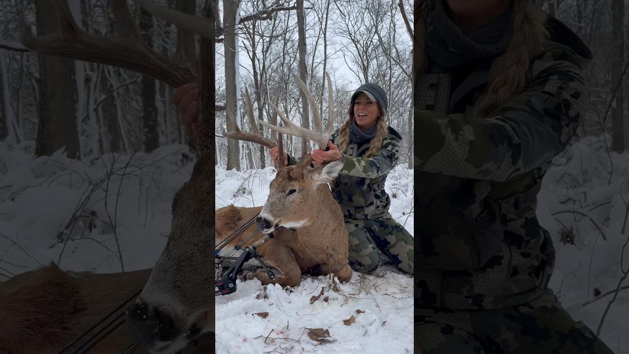 The oldest buck on the farm shot in a foot of snow 😳 #shorts #deer #snow #iowa