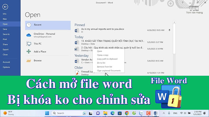 Khắc phục lỗi word và excel 2023 bị khóa năm 2024