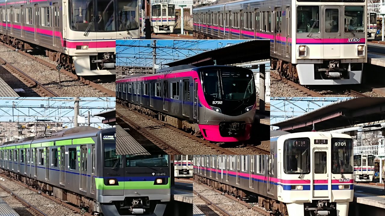 【京王線】【4K/2160p/60fps】新5000系も収録！！ 鮮やかな車体を輝かせて通過する京王線 2017年12月2日 桜上水駅