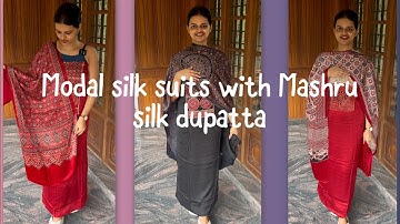 EPI 335|UNIQUE MODAL SILK SUITS WITH MASHRU STOLE #mashrusilk #modalsilk #ajrakh @curatedvault