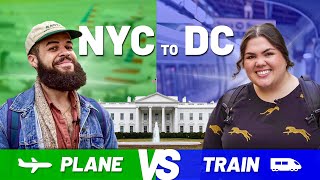 NEW YORK to DC - Race to The White House | Plane (American Airlines) vs Train (Amtrak Acela) Train Vs Plane Race Between Dc And Nyc
