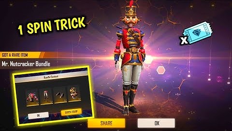NEW DIAMOND ROYALE BUNDLE 1 SPIN TRICK | FREE FIRE NEW EVENT |MR.NUTCRACKER BUNDLE -GARENA FREE FIRE