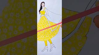 Indian dress design with washitapes👗 /yellow shalva design #fashionillustration #shorts