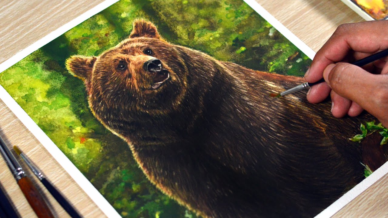 Watercolor Painting of a Bear YouTube