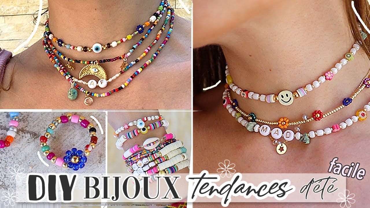 JE CRÉE des BIJOUX TENDANCES d'ÉTÉ - DIY FACILE - inspi. Y2K (chunky daisy  rice summer necklace) - YouTube