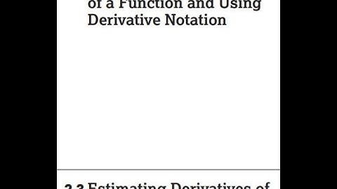 Topic 2.2 & 2.3 Derivative Notation, Tangent Lines, and Estimating Using Tables and Graphs