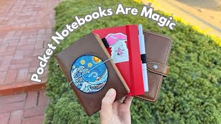 The Magic of Pocket Notebooks — pocket moleskine, passport traveler’s notebook, & pocket rings