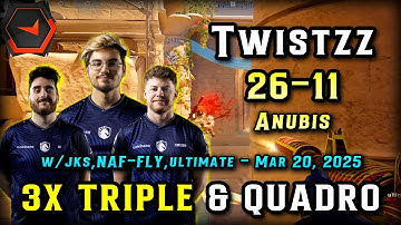 Twistzz (26-11) w/jks,NAF-FLY,ultimate on Anubis - 3X TRIPLE - FACEIT 3300ELO LOBBY - Mar 20, 2025