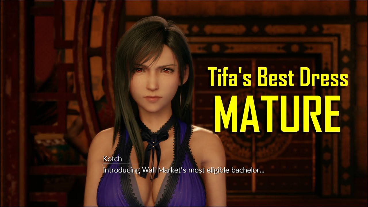 TIFA WEARING HER BEST DRESS WHILE BEING SAVED BY CLOUD AND AERITH FROM DON CORNEO