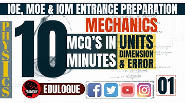 1.  UNIT, DIMENSIONS & ERROR || 10 MCQ