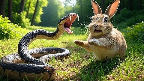 Snake attack on rabbit#snakevideo #snake #nature #largeanimal #animals.Video Ai