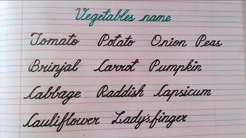 beautiful writing in vegetables name | cursive Writing | daily practice |