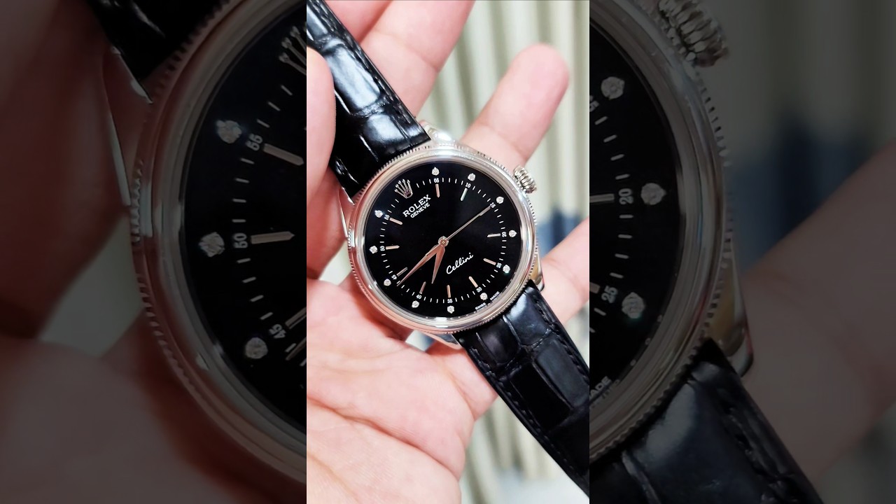 Review Rolex Cellini 50509 mặt số đen cọc số kim cương P1. 
