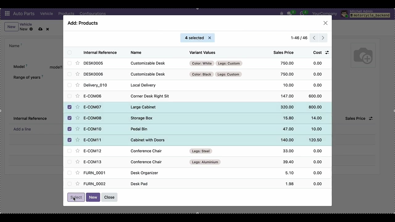 Auto Parts Base - Multi Company & Multi Website Supported Odoo V19
