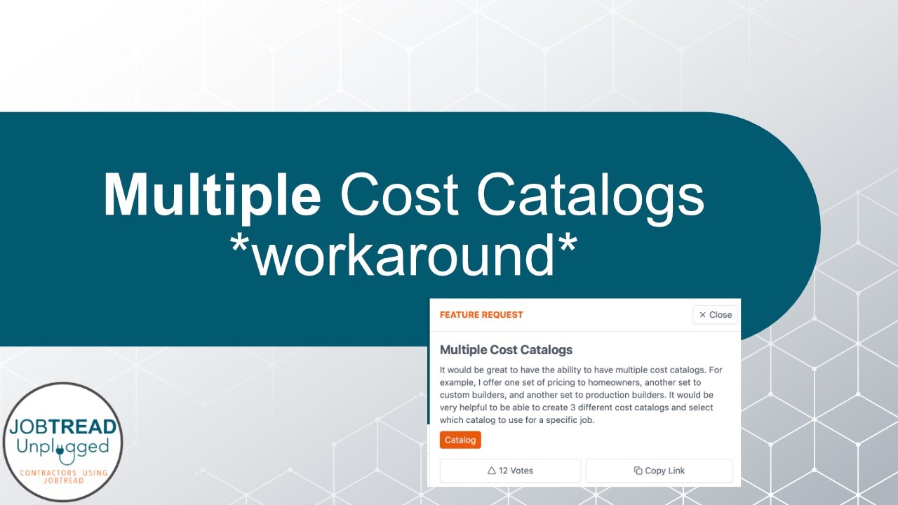 Multiple Cost Catalog Feature Request Workaround YouTube
