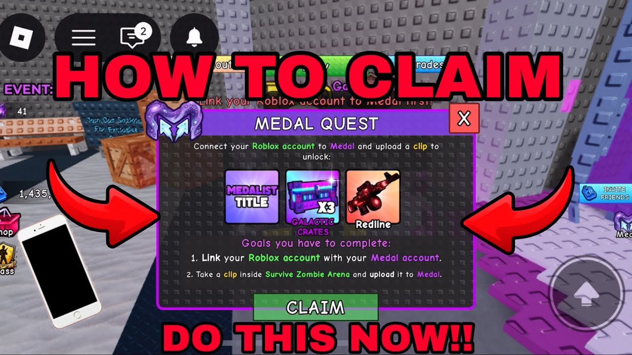 HOW TO CLAIM THE NEW MEDAL QUEST ON SURVIVE ZOMBIE ARENA (mobile) - YouTube