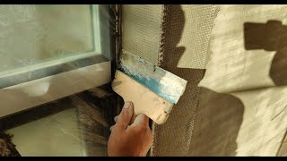 Как выполнить базовый армирующий слой на оконных откосах дома, утеплённого минеральной ватой СФТК