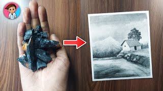 Drawing with home made charcoal : tutorial #shorts screenshot 2