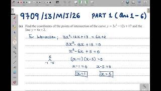 9709/13/M/J/26 - PART 1 (Qns 1 - 6) | AS LEVEL PURE MATHEMATICS 1 PAPER 13 MAY/JUNE 2026