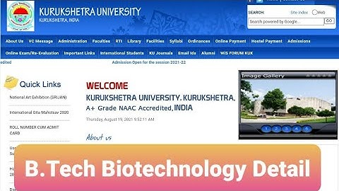 Kurukshetra University ➡️B.Tech Biotechnology Admission 2021