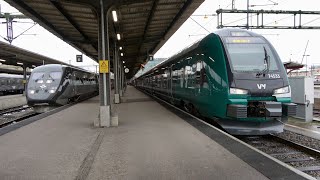 Tåg på Göteborg Centralstation  tidig vår 2023