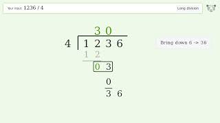 1236/4 Long Division — Step-by-Step | Tiger Algebra Solver