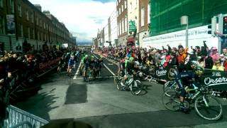 Giro Italia 2014 Stage 3 finish into Dublin. 350m to go