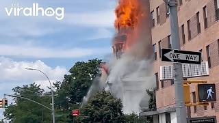 Bushwick Church Steeple Catches Fire || ViralHog