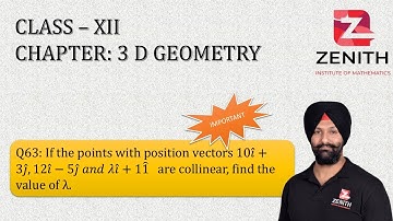If the points with position vectors 10i ̂+3j ̂,12i ̂-5j ̂ and λi ̂+11j ̂ are collinear, find.....Q63