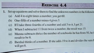 Class 7 Maths Chapter 4 l NCERT EXERCISE-4.4 l Simple Equation l cbse Board l Solution l 7th