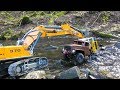 RC Tuck Accident In The River! Cool RC Rescue Action With Heavy Machines! R970 Digger In Action!