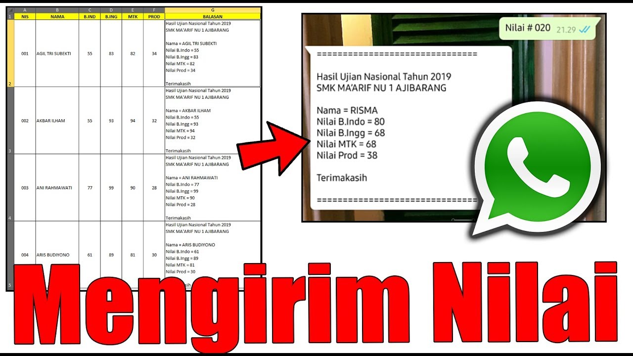 Pesan Otomatis Check Nilai Membuat Menu Nilai Aplikasi Excel To Whatsapp Gateway Part 3 Youtube