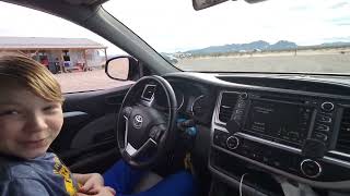 10-Year-Old learns to drive cars and pull trailer.  One car was Standard Transmission Mustang