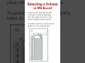 Selecting a column in ms excel