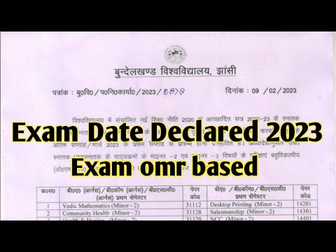 Bu jhansi exam date 2023 | bu exam pattern | bu jhansi exam date | bu jhansi news
