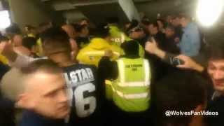 Wolves fans going mental, police ruin it. Wigan Away 2015