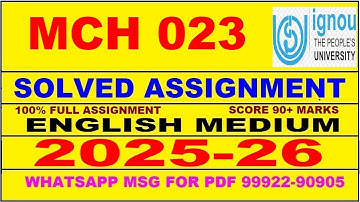 MCH 023 solved assignment 2025-26 in English || mch 023 solved assignment 2026 || mch23 2025-26