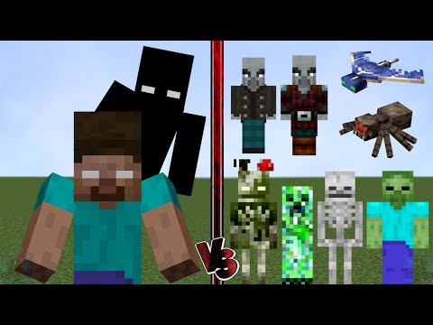 HEROBRINE + NULL vs ALL MOBS | Minecraft PE | Mob Battle