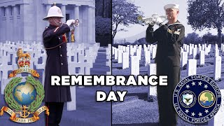 U.S. Naval Forces Europe Band performs along side Royal Marines for Remembrance Day