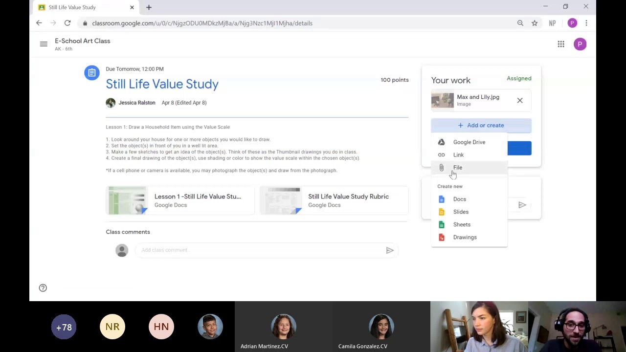 How to Upload an Image to a Google Classroom Assignment Student
