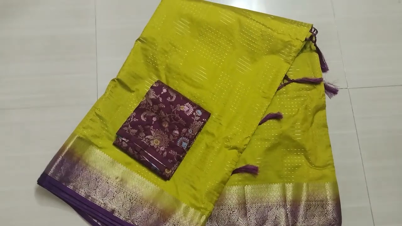 semi designer pattu saree with benarus pattu blouse very very smooth and light weight sarees